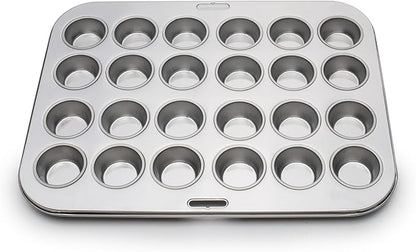 Fox Run Mini Muffin and Cupcake Pan, 24 Mini Cups, Stainless Steel Baking Pan, 10.5 x 13.75 x 1.5 inches,