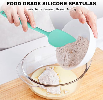 NileHome Silicone Spatula Set, 6 Pcs Food Grade Kitchen Utensils with Silicone Brush Heat Resistant Dishwasher Safe BPA-Free Rubber Spatula for Scraping, Baking, Cooking, Mixing, Turquoise