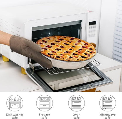 Lareina Ceramic Pie Pans for Baking, 9 Inch Deep dish pie plates with Ruffled Edge for Apple Pie, Durable Pie Dish, Non-Stick, Oven & Dishwasher Safe, Set of 2, White