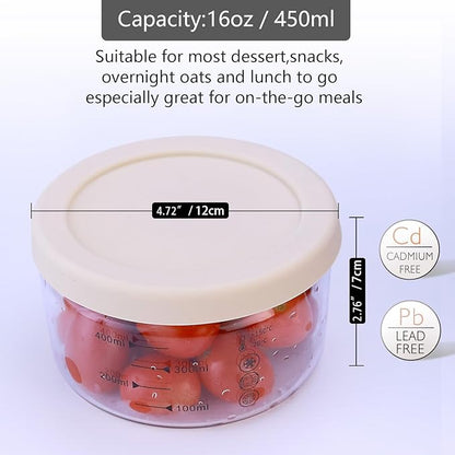 16 oz Glass Food Storage Containers - Clear, Meal Prep Containers, Freeze Bowls, Microwave Safe (2pcs)