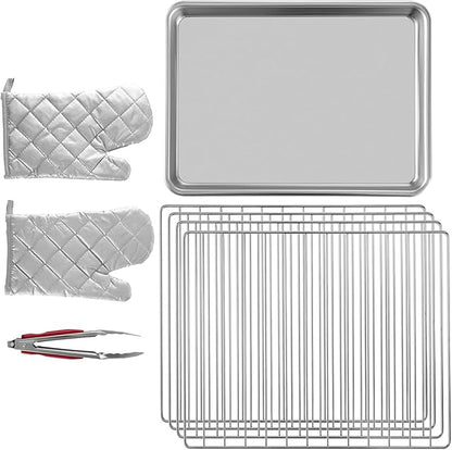 VEVOR Commercial Convection Oven, 66L/60Qt, Half-Size Conventional Oven Countertop, 1800W 4-Tier Toaster w/Front Glass Door, w/Trays Wire Racks Clip Gloves, 120V