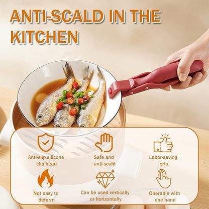 Hot Plate Grippers, 2026 New Anti-Scald Bowl Clip, Hot Plate Gripper Lifters Tongs, Kitchen Silicone Anti Slip Clip for Bowls,Pans,Dishes, Kitchen Gadget