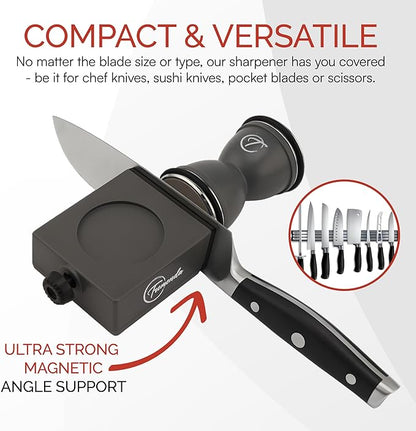 Tremenda Diamond Rolling Knife Sharpener Set – Manual Sharpening Tool with 4-Angle System – Portable Sharpener for Kitchen, Chef, and Pocket Knives
