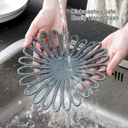 Set of 3 Silicone Trivet Mat - Hot Pot Holder Hot Pads for Table & Countertop - Trivet for Hot Dishes - Non-Slip & Heat Resistant Modern Kitchen Hot Pads for Pots & Pans, Sky Blue