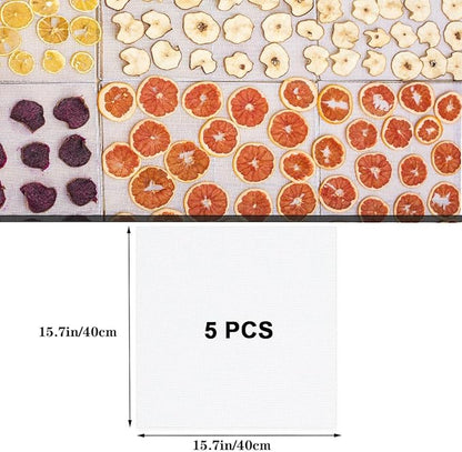 5 Pieces Square Silicone Dehydrator Sheets,15.7" x 15.7" Non-stick Fruit Dehydrator Mats,Reusable Steamer Mesh Mat Baking Mats for Fruit Dryer