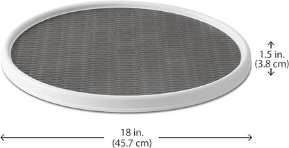 Copco 18-Inch Lazy Susan Turntable Organizer, Non-Skid Pantry or Cabinet Spinner for Spices, Condiments, and Bottles, Durable White/ Gray Design