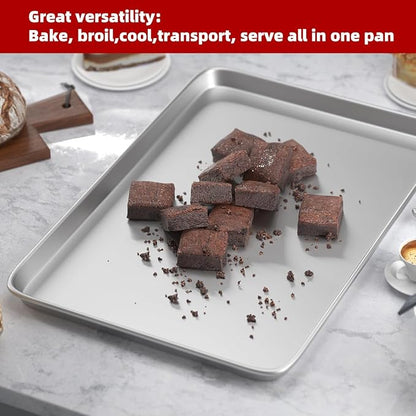 CROSSON 16× 24 Inch Cookie Sheet Pans Set of 12-Baking Tray Jelly Roll Pan Set Commercial Grade Aluminum Coated Statinless Steel Bun Pan for Oven,Freezer,Bakery Hotel Restaurant