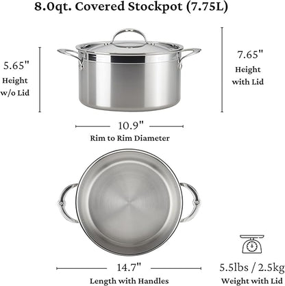 Hestan - ProBond Collection - Professional Clad Stainless Steel Stock Pot, Induction Cooktop Compatible, 8 Quart