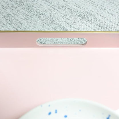 Spsyrine Pink Decorative Serving Tray with Handles, Elegant Plastic Coffee Table Tray for Ottoman, Living Room, Home Decor 15.6" X 10.2"