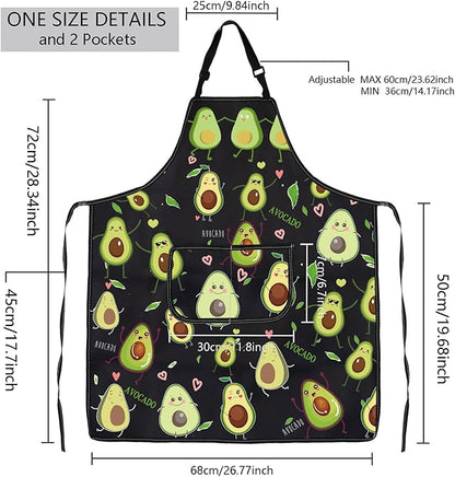 MBMSO Funny Avocado Apron Avocado Cooking Kitchen Aprons with Pockets Waterproof Apron for Chef Grilling BBQ Baking