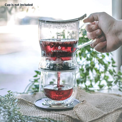 GROSCHE Aberdeen Tea Infuser Teapot & Smart Tea Maker - BPA-Free, Drip-Free Design | Coaster | Easy Brew | Easy Clean Steeper | Loose Leaf Brewing - Stylish Design | 17.7 oz - 525 ml - Black