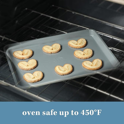 Sur La Table Kitchen Essentials Bake Sale 15 X 10 Inch PFOA, PFAS, PTFE Free Nonstick Cookie/Baking Sheet - Linen White (Pack of 4)