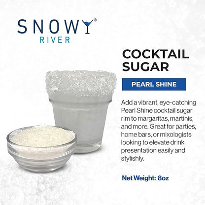 Snowy River Pearl, Cocktail & Margarita Sugar Rimmer - Vibrant Color Glass Rimming Sugar with Medium Crystal Texture - 8oz