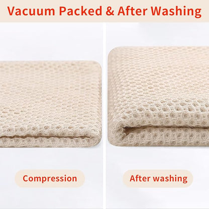 Homaxy 100% Cotton Waffle Weave Kitchen Dish Towels, Ultra Soft Absorbent Quick Drying Cleaning Towel, 13 x 28 Inches, 8-Pack, Beige