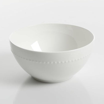 Gibson Elite Embossed Bone China 16-Piece Double Bowl Dinnerware Set, Service for 4 – White Elegant Plates and Bowls