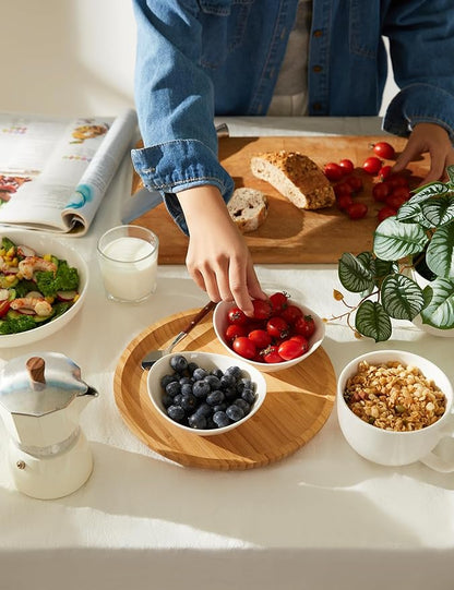 Teocera 5 Inch Porcelain Small Bowls Set, 6 Ounce small serving bowls for Dessert, Ice Cream, Snack, Dipping, Side Dishes, Microwave & Dishwasher Safe- White
