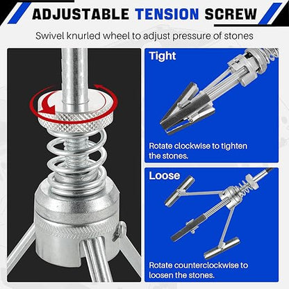 DASBET Engine Brake Cylinder Hone | Engine Cylinder Hone Tool for Grinding Holes Adjustable Deglazer 2" to 6-1/2" Diameter with Extra 3-Piece 3'' Long Stones 220 Grit (3")