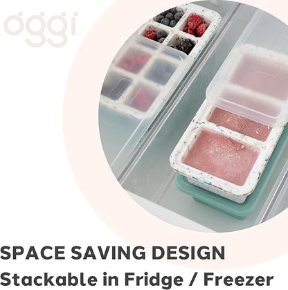 OGGI Prep & Portion Silicone Freezer Trays with Lid - Freezer Molds for Food, Ice Cube Tray, Food Prep Containers, Freezer Storage Containers, for Soup, Smoothie Cubes, Sauce, Broth, Leftovers - 1 Cup