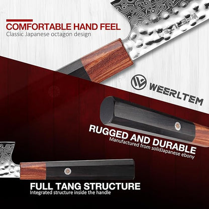 Kiritsuke Chef Knife,Upgraded 8 Inch Professional 67-Layer VG10 Damascus Japanese Chef Knife,Ultra Sharp Hammered Damascus Kitchen Knives with Octagonal Red Sandalwood Handle & Gift Box