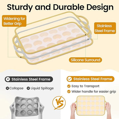 Silicone Mini Muffin Pan With Metal Reinforced Frame - 24 Cups Durable Silicone Cupcake Pan for Muffin, Cupcakes, BPA Free and Dishwasher Safe - 2 Piece Light Yellow