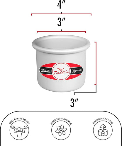 Fat Daddio's PRD-33SET Anodized Aluminum Round Cake Pans, 3 x 3 inch, Set of 2