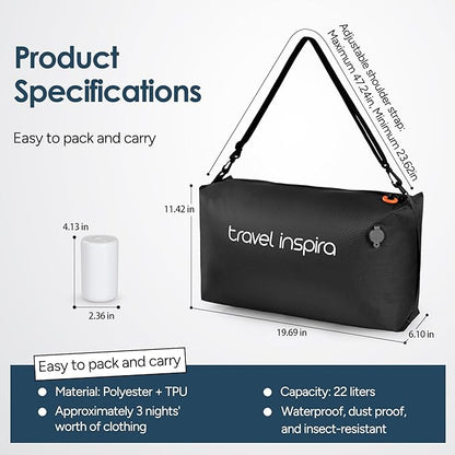 Vacuum Bags for Travel Luggage with Wireless Pump, Compression Bags for Carry On Suitcases and Backpack, Vacuum Seal Packing cube for Cloth Packing (1PC + PUMP)