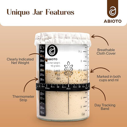 Sourdough Starter Kit with Dutch Oven and Scale - Complete Sourdough Kit with Proofing Baskets, 34oz Jar, Slings, and Other Premium Bread Making Tools - Perfect Baking Gifts for Women, Men, and Bakers