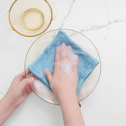Homaxy 100% Cotton Waffle Weave Kitchen Dish Cloths, Ultra Soft Absorbent Quick Drying Dish Towels, 12 x 12 Inches, 8-Pack, Sky Blue