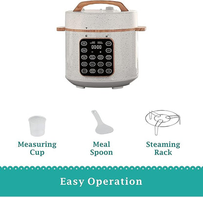 Pioneer Woman Linen Speckle 6QT Pressure Cooker with Touch Control Display – Programmable Multi-Cooker, Slow Cook, Sauté, Rice, Steamer & Warmer – Stylish Kitchen Essential