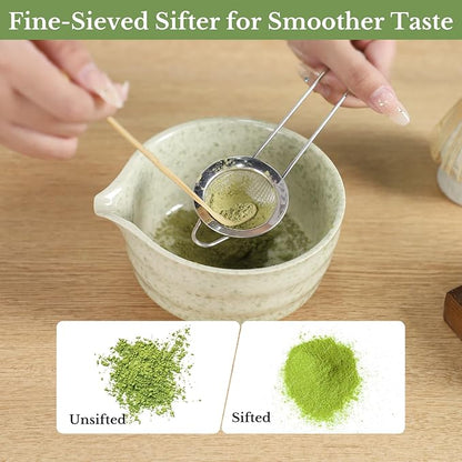 Matcha Whisk Sets, 5 Pcs Handmade Ceremony Matcha Kit, Ceramic Matcha Bowl with Spout, Whisk Set for Making Matcha, Gift for Lover, Family, Friends, Tea Enthusiasts