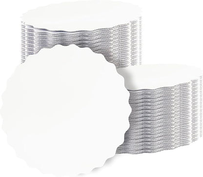 qiqee 12 Inch White Wave Cake Boards Round 15-Packs Circles Rounds Base Food-Grade Cardboard Wave Cake Plate（Thinner But Stronger）