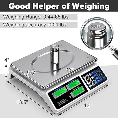 Safstar Electronic Price Computing Scale LCD Digital Commercial Food Meat Weighting Scale 66 Ib Capacity