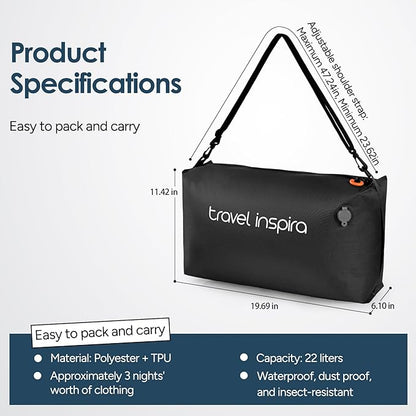 Vacuum Bags for Travel Luggage, Reusable Compression Bags for Carry On Suitcases and Backpack, Vacuum Seal Packing Cube for Cloth (1PC No Pump)