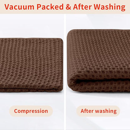 Homaxy 100% Cotton Waffle Weave Kitchen Dish Cloths, Ultra Soft Absorbent Quick Drying Dish Towels, 12 x 12 Inches, 6-Pack, Coffee