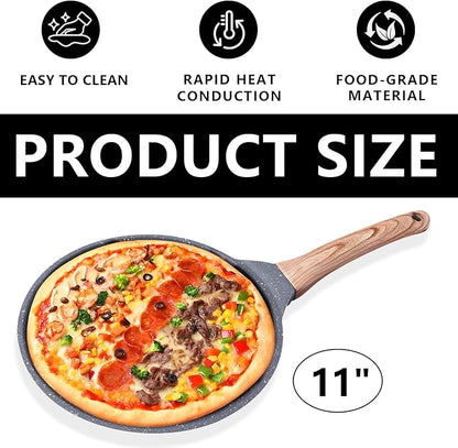 Nonstick Crepe Pan, 11Inch Granite Coating Dosa Pan Pancake Flat Skillet Tawa Griddle, 4 Pcs Kitchen Pancake Grill Pans Set, Fry Pans for All Stoves (11 Inch)