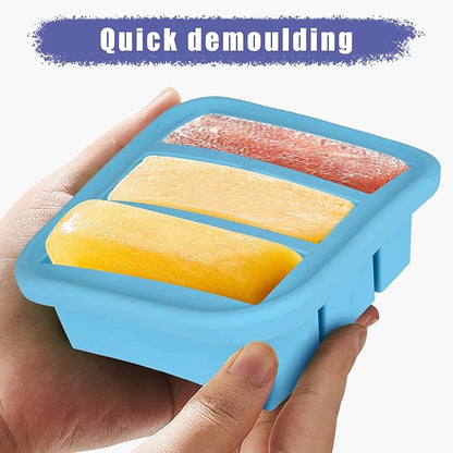 1/2-Cup Silicone Freezer Tray with Lid 2 Pack Soup Freezer Molds Food Freezing Container Make 6 Perfect Soups, Broths, Stews, Sauces, Curries