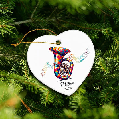 Tuba Player Ceramic Ornaments Xmas Tree, Personalized Tuba Ornament Gifts for Music Lovers, Musical Instrument Ceramic Ornament 2025, Custom Instrumentalist Christmas Keepsake Decor with Name & Year