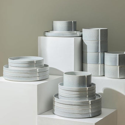 Stone Lain Bao 12-Piece Dinnerware Set Stoneware, Blue-Grey