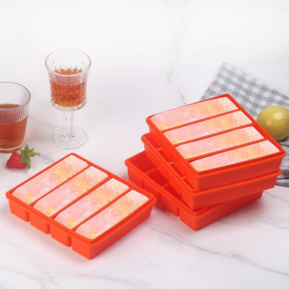 Silicone Ice Cube Molds Widely Use 2 Packs,Ice Cube Tray for Whiskey, Butter Mold,Freezer Molds for Soups and Sauces (2 Pack Orange)