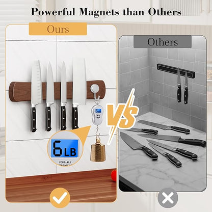 Magnetic Knife Holder for Wall, 12 Inch Wood Strong Magnetic Knife Strip, Small Kitchen Storage Space Savers, Rv Apartment Farmhouse Accessories Organizer, Housewarming Gifts for New Home