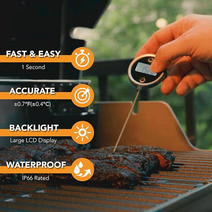 Pocket Pro 1-Second Instant Read Digital Meat Thermometer Rechargeable for Grilling, Food, BBQ, Kitchen Cooking, Oil Deep Frying & Candy (Iced Mango)