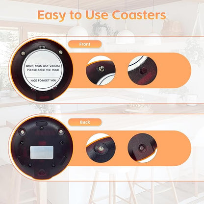 Restaurant Pager System, Buzzers for Restaurants 24 Coaster Pagers with Rubber Protection, Touch Keyboard Transmitter,2 Charging Base, Buzzer System for Food Truck Church Nursery Coffee Shop