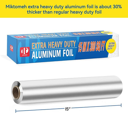 Superior Extra Heavy Duty Aluminum Foil 600 Sq Ft with about 30% More Thicker than Regular Heavy Duty Foil, 15" x 300 Sq Ft(Pack of 2)