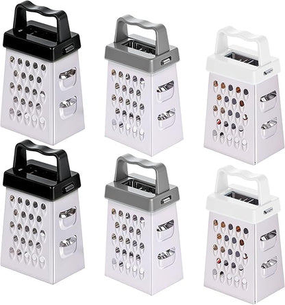 6 Pcs Mini Cheese Grater Professional Small Box Grater Stainless Steel Handheld Slicer with 4 Sides Food Shredder Safe Zester for Kitchen Cheese Garlic Ginger Vegetable Potatoes