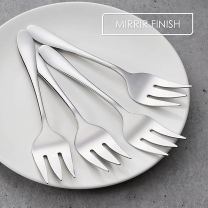 Stainless Steel Serving Forks, E-far 4-Piece Metal Hostess Serving Utensils Set for Meat Catering Buffet Party Kitchen Restaurant, Non-toxic & Dishwasher Safe