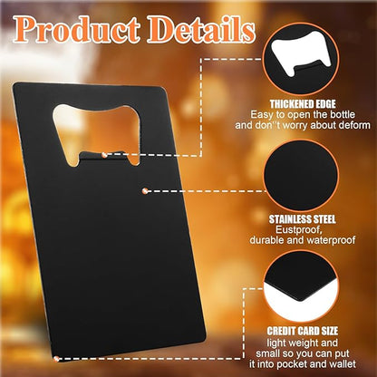 QTLCOHD 60 Pieces Credit Card Bottle Opener Stainless Steel Bottle Opener Bulk Metal Card Size Beer Bottle Openers for Wallet Pocket Wedding Party Favor (Mixed Color)