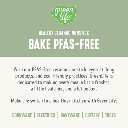 GreenLife 6 Piece Nonstick Bakeware Set, Non-Toxic PFAS-Free Ceramic Oven Pans, Dishwasher & Oven Safe to 450°F, Easy Release Baking Sheet, Loaf Pan, Rectangle & Round Cake, Muffin Pan, Sage