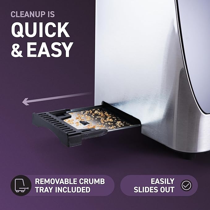 Inspirex Touch Screen Display Smart Toaster, 2 Slice with 8 Bread Type and 7 Browning Modes, Automatic Lowering and Raising, Digital Countdown, Modern Style, Stainless Steel