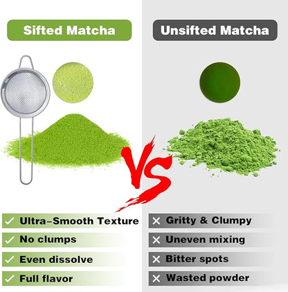 Matcha Whisk Set, Ceramic Matcha Bowl with Spout, Bamboo Whisk, Traditional Scoop, Chasen Holder, Powder Sifter, Japanese Tea Making Kit for Matcha Lovers Beginners Birthday Christmas Gift