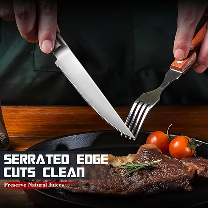 DRAGON RIOT Steak Knives Set of 8 Serrated Edge Steak Knife Set Japanese Stainless Steel Dinner Knife Diswasher Safe